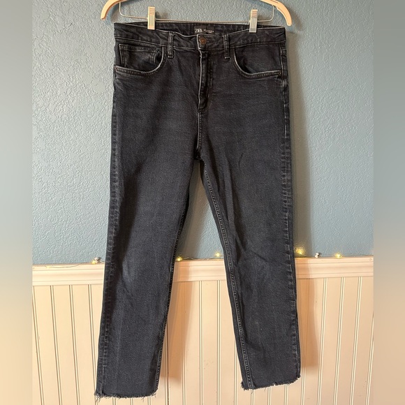 Zara dark denim bootcut jeans with fringe - Picture 1 of 4